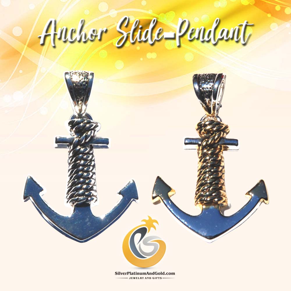 Silver and Gold Tone Fashion Jewelry Anchor Slide Charm Pendants