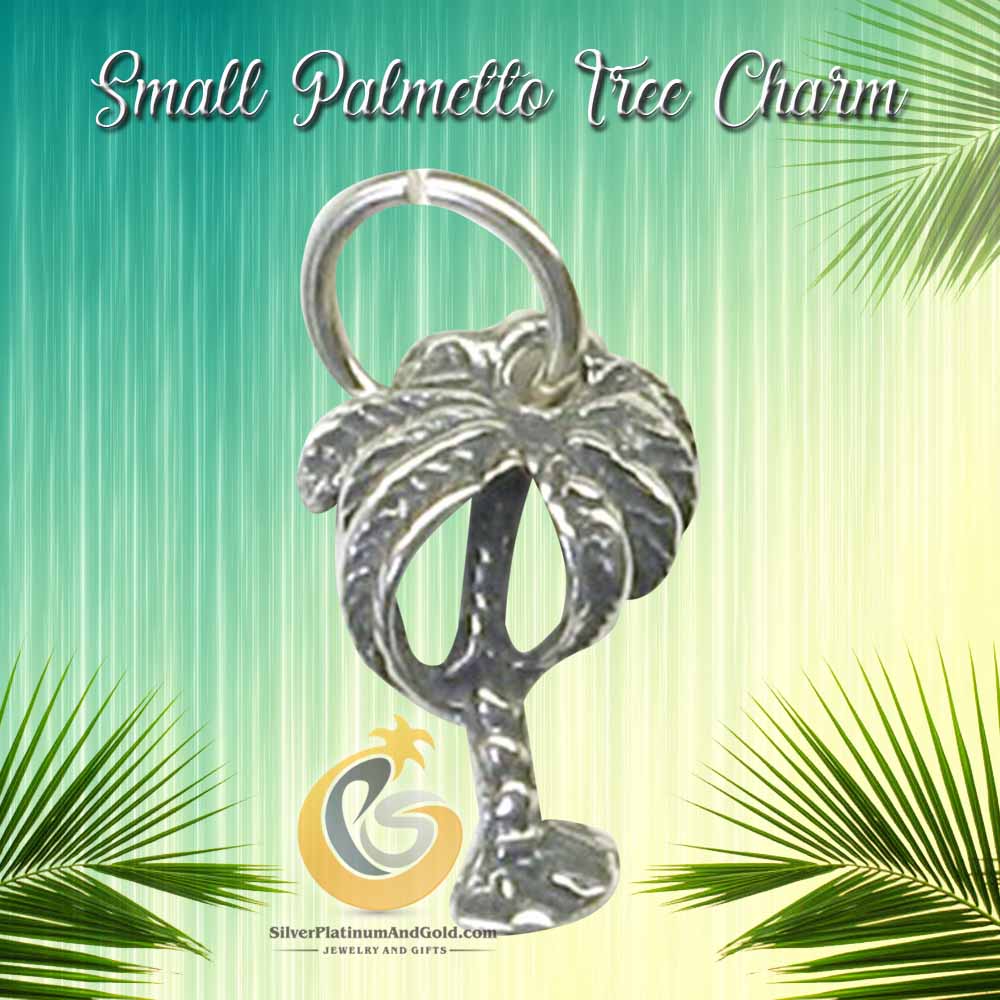 Antique Style Palmetto Tree Charm for Charm Bracelets or Necklace