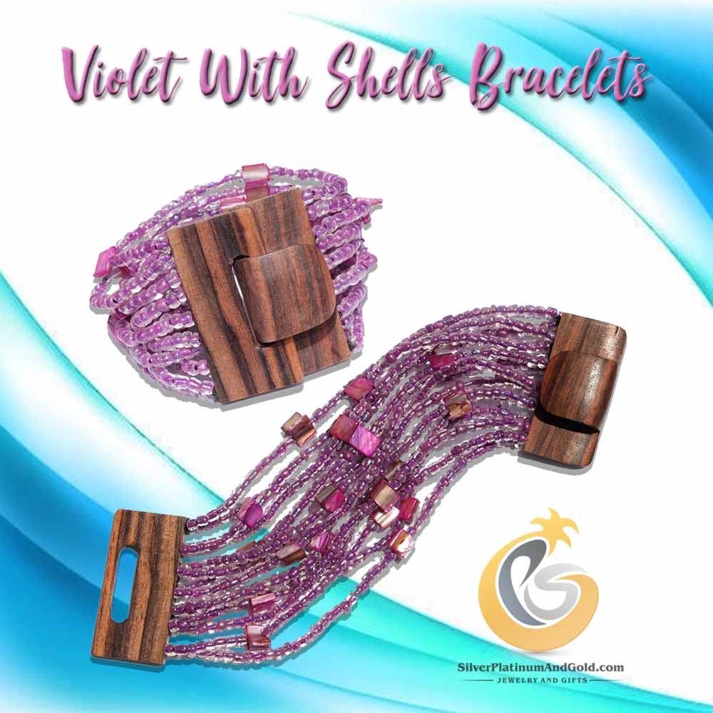 Violet With Shells Bracelets